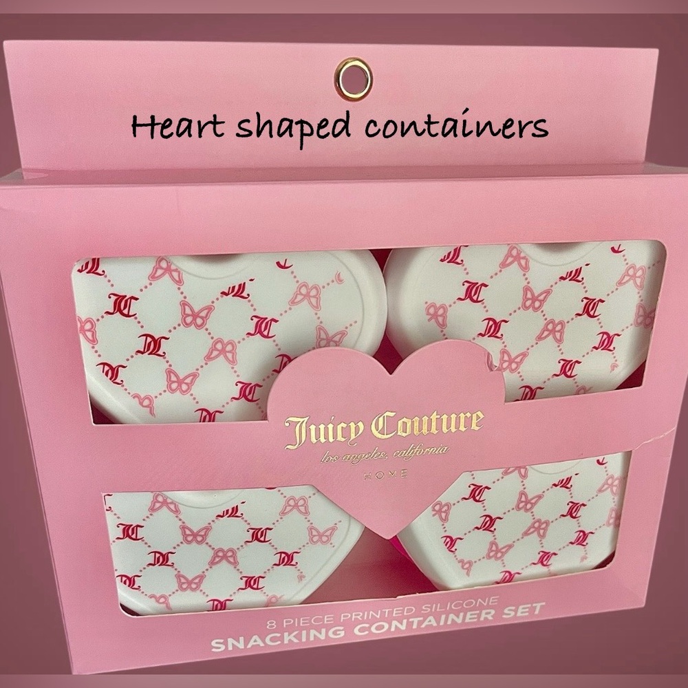 Juicy Couture NIB Lidded Heart Shaped Snack Containers Set